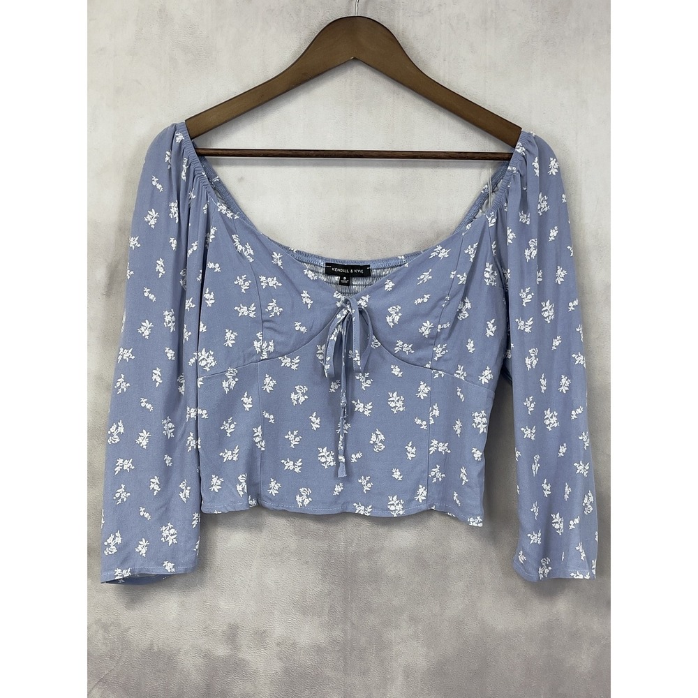 Kendall Kylie Floral Babydoll Top Womens Small Coquette Feminine Romantic Crop